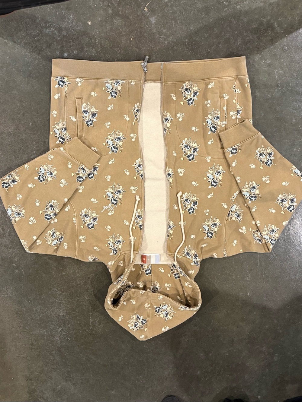 Kith Tan Floral Zip-Up Hoodie